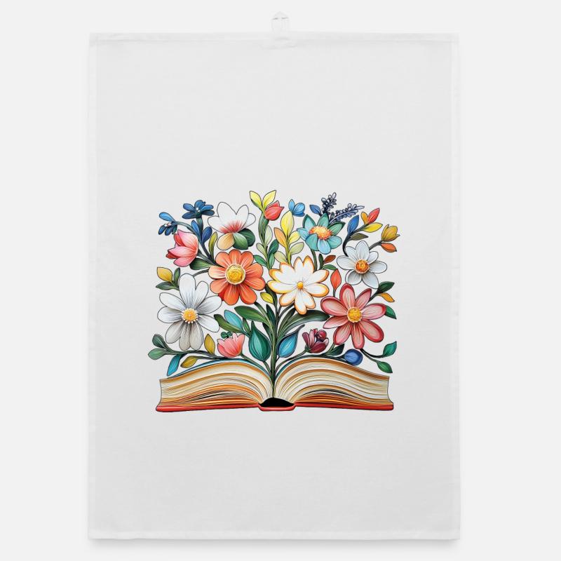 Book with flowers Organic dish towel