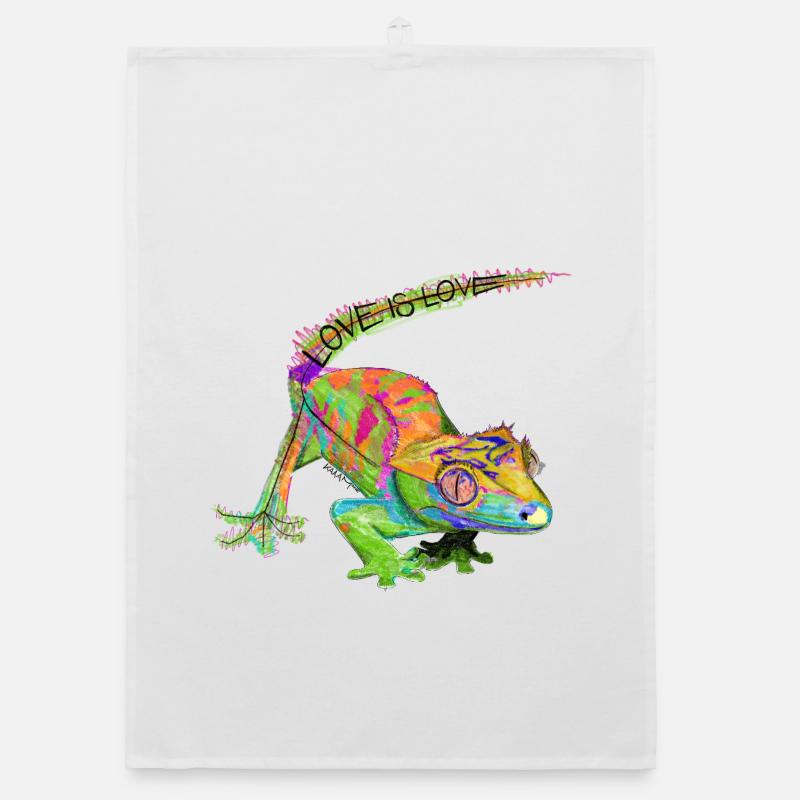 L'amour est un caméléon de l'amour - Torchon bio - blanc