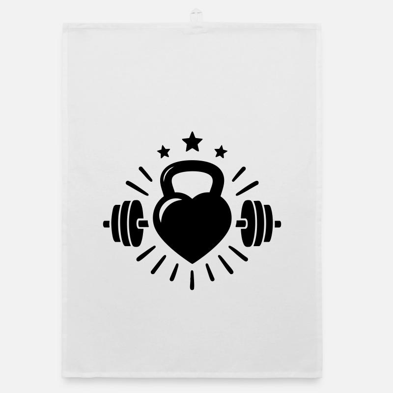 Kettlebell Heart Dumbbell – Love Lifting Organic dish towel