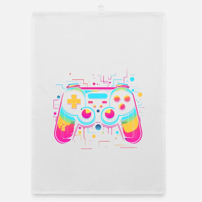 Game Controller Retrowave Look Organic dish towel