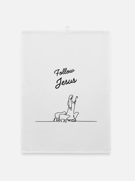 Ich folge Jesus - Organic Geschirrtuch - Weiß