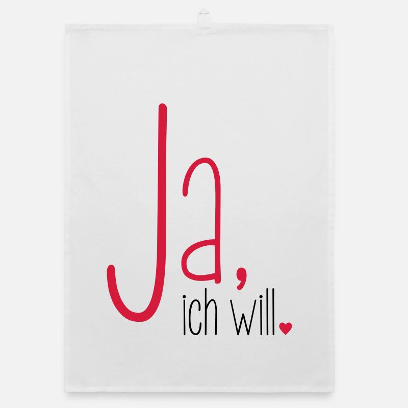 Ja ich will - Junggesellenabschied Braut Bräutigam Organic Geschirrtuch