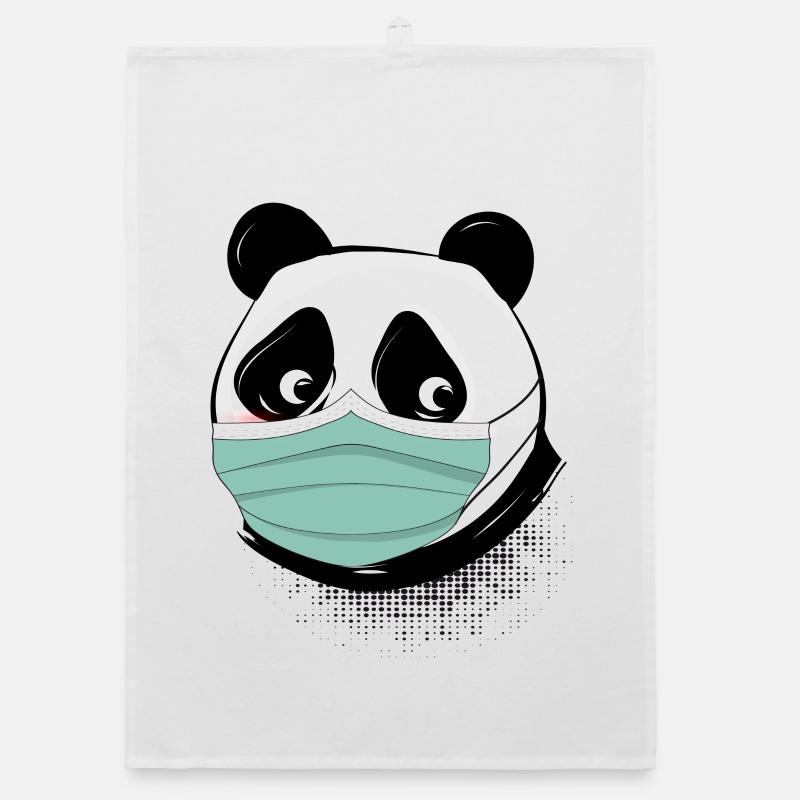 Panda bear with mask mask Organic dish towel