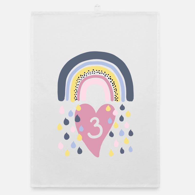 Regenbogen 3.Geburtstag Kinder Organic Geschirrtuch