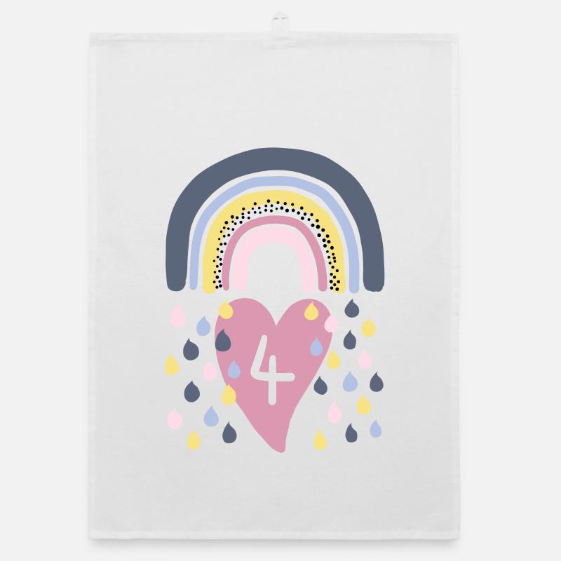Rainbow 4th Birthday Organic dish towel