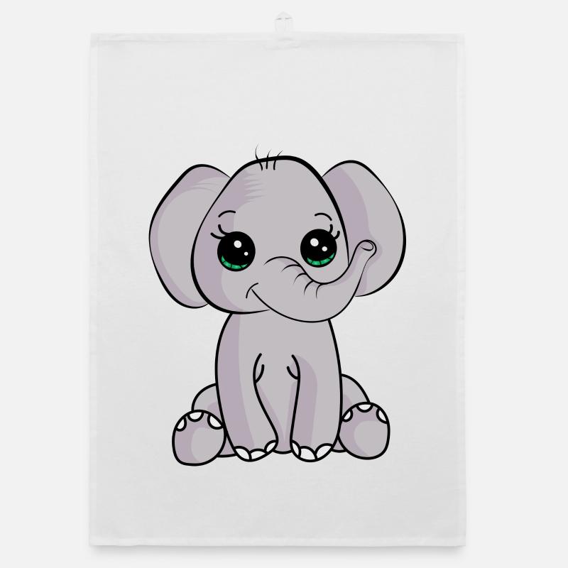Baby-Elefant - Organic Geschirrtuch - Weiß