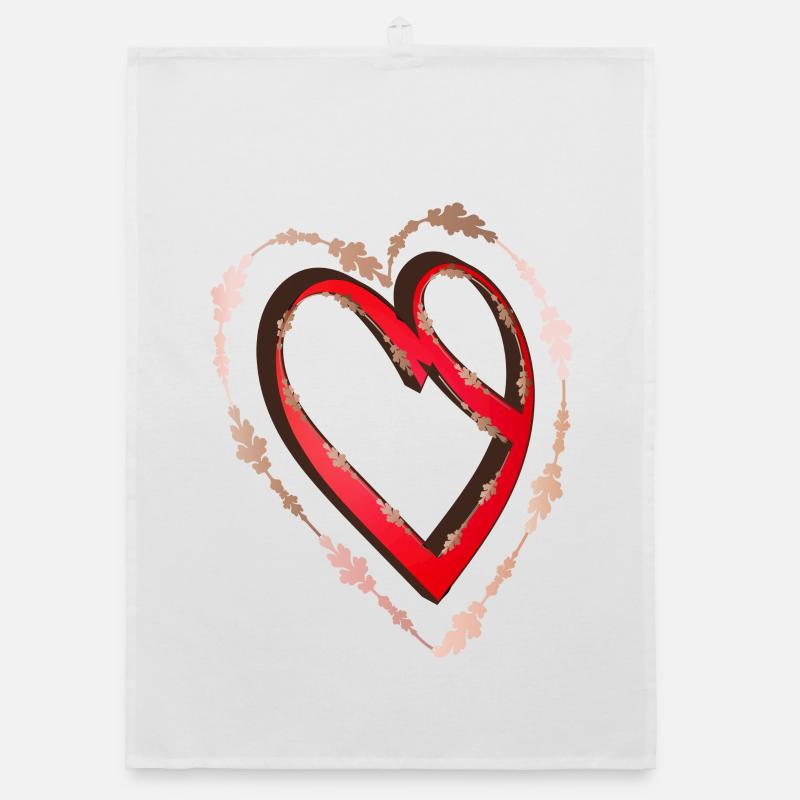 nostalgic red calligraphy heart Organic dish towel