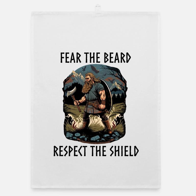 Viking with axe and shield Organic dish towel