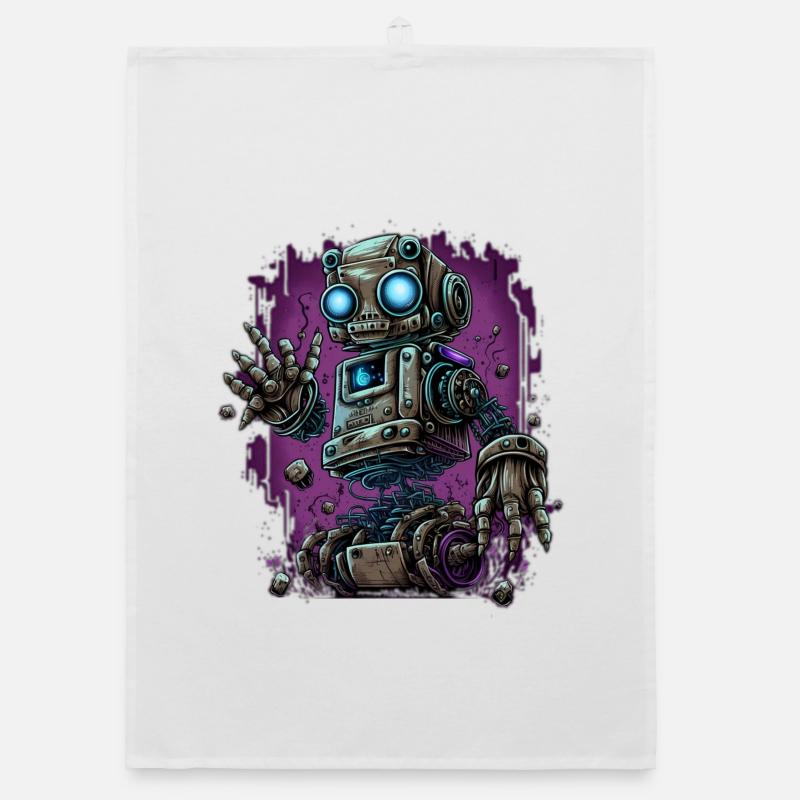 Neon-Dampfroboter im Schrottplatz-Schein Organic Geschirrtuch