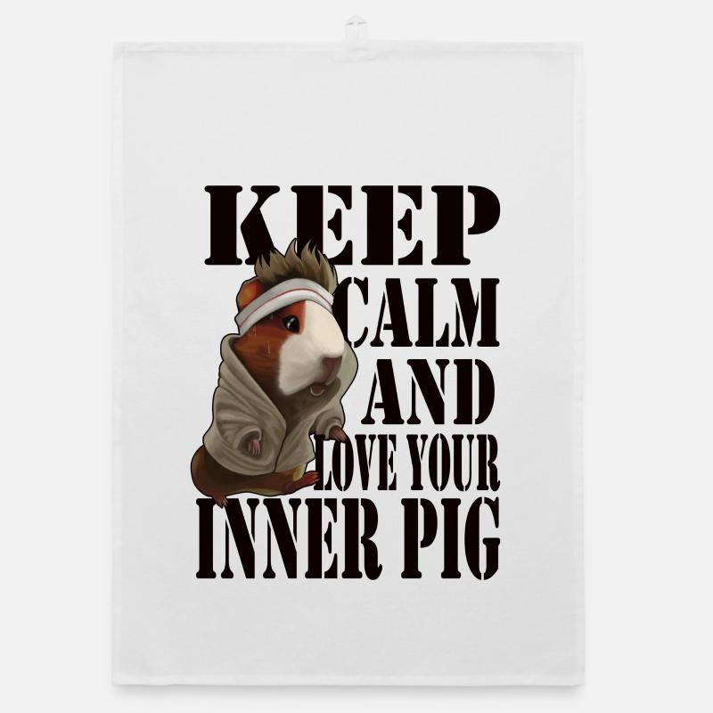Keep Calm and Love Your Inner Pig - Organic Geschirrtuch - Weiß