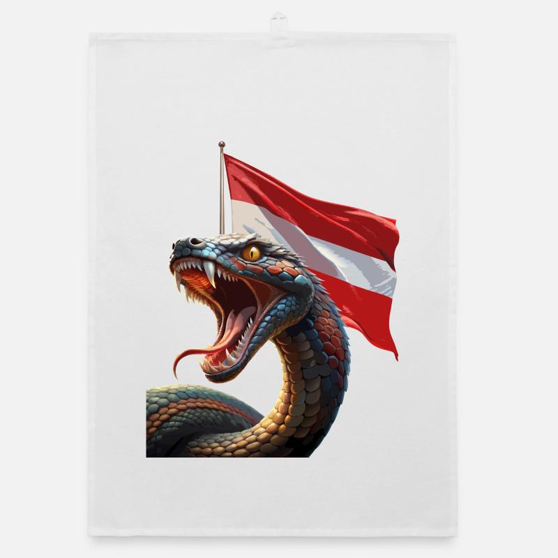 A cool snake with Austria flag Organic dish towel