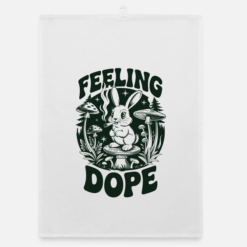 Psychedelic bunny in the forest Organic dish towel