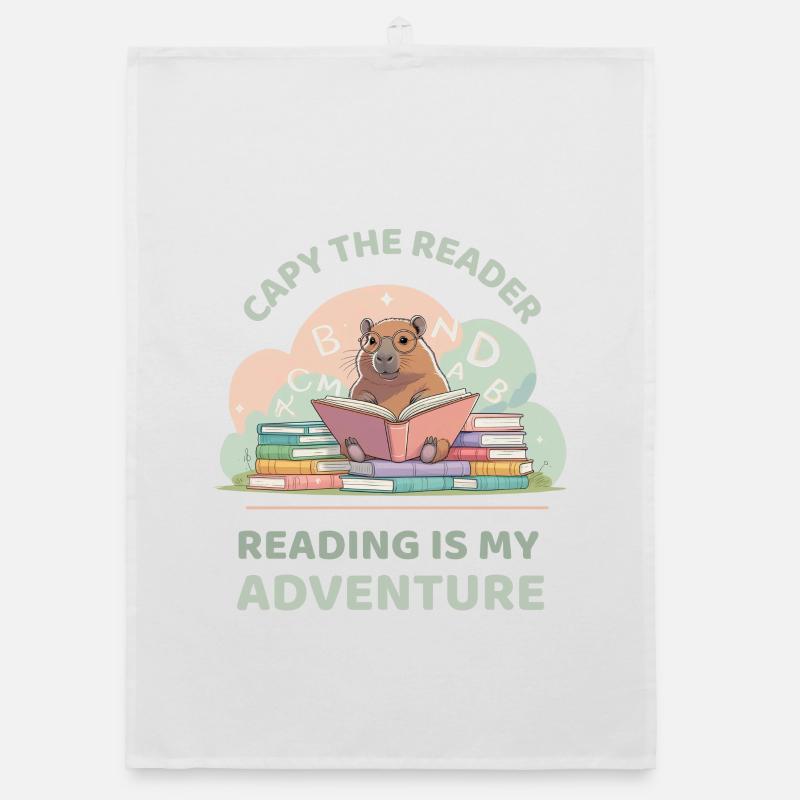 Capybara en lisant - Aventure de lecture Torchon bio