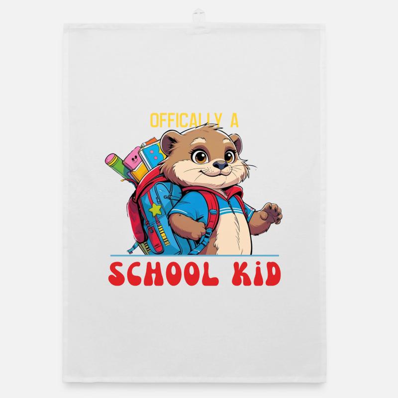 Conception drôle d’écolier avec loutre Torchon bio