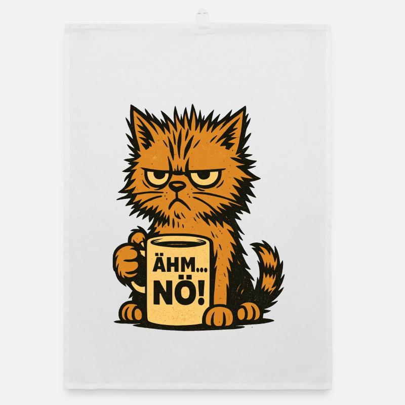 Kaffeetasse – Ähm, Nö - Katzendesign Organic Geschirrtuch