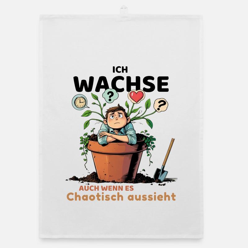 Thoughtful plant with thought bubbles Organic dish towel