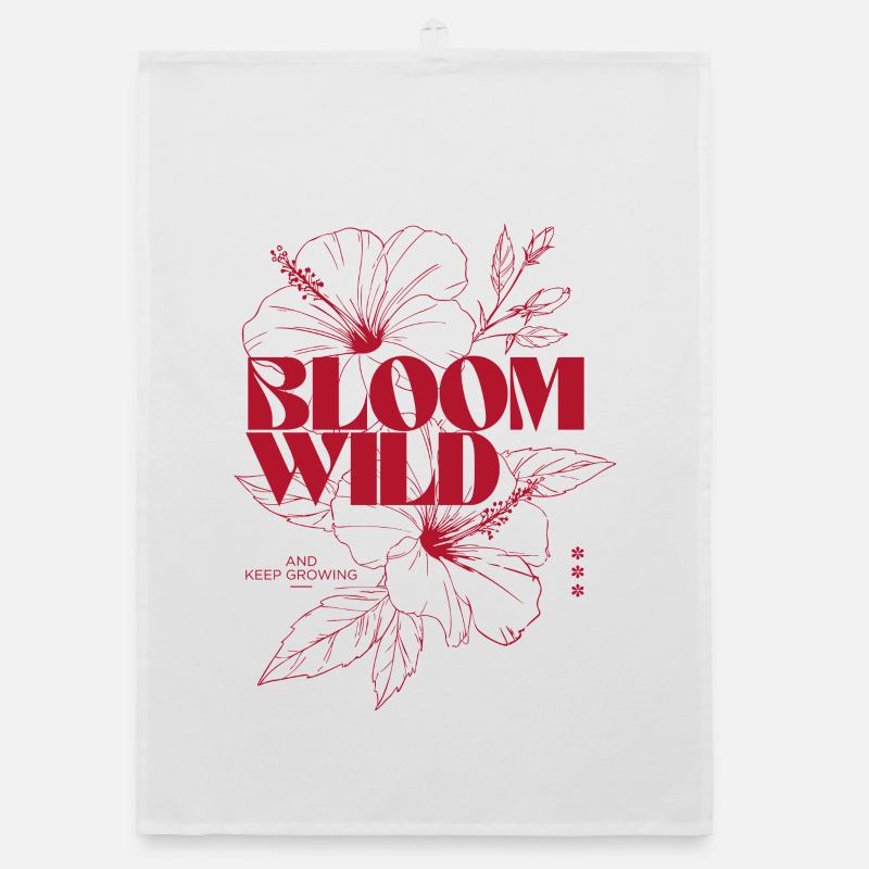 Bloom Wild Floral Typography Design Organic dish towel