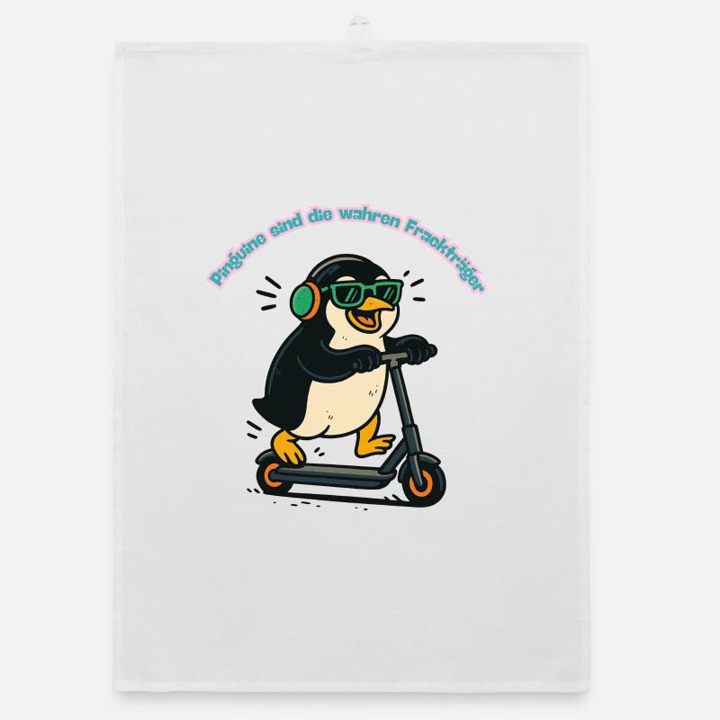 Frackpinguin auf Scooter Organic Geschirrtuch