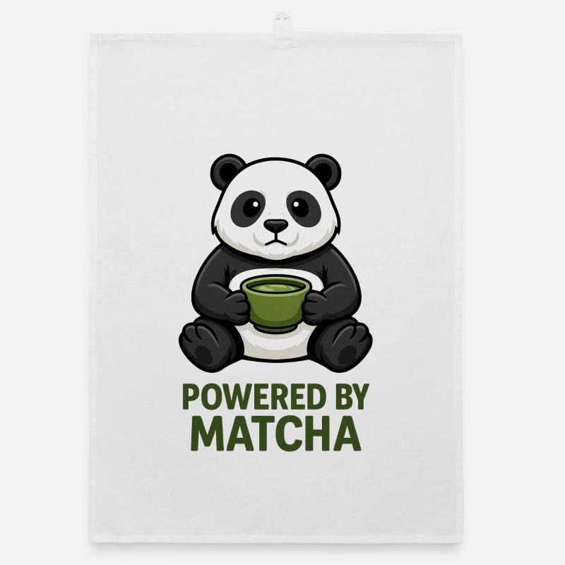Panda mit Matcha-Becher Organic Geschirrtuch