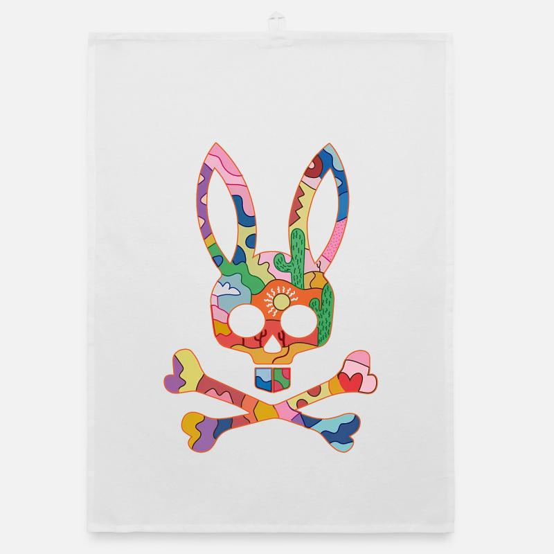Rainbow Skull Bunny Patch Organic dish towel