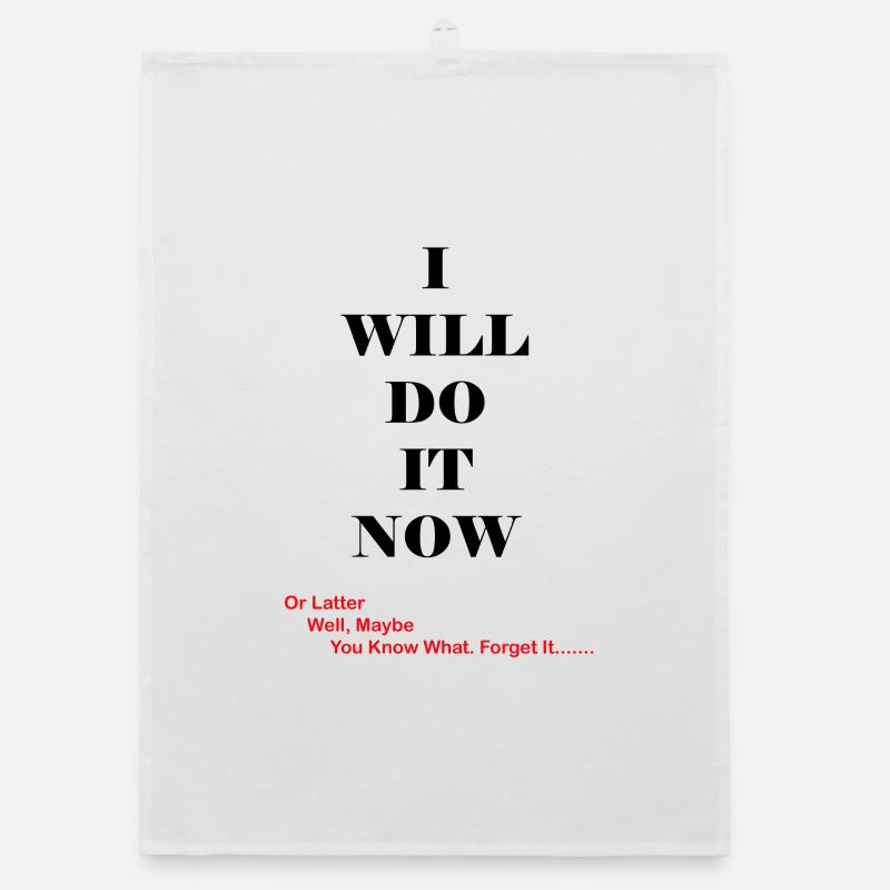 Red Quip Typography on Black Tee Organic dish towel