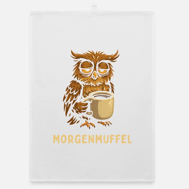 Morgenmuffel-Eule mit Kaffee Organic Geschirrtuch