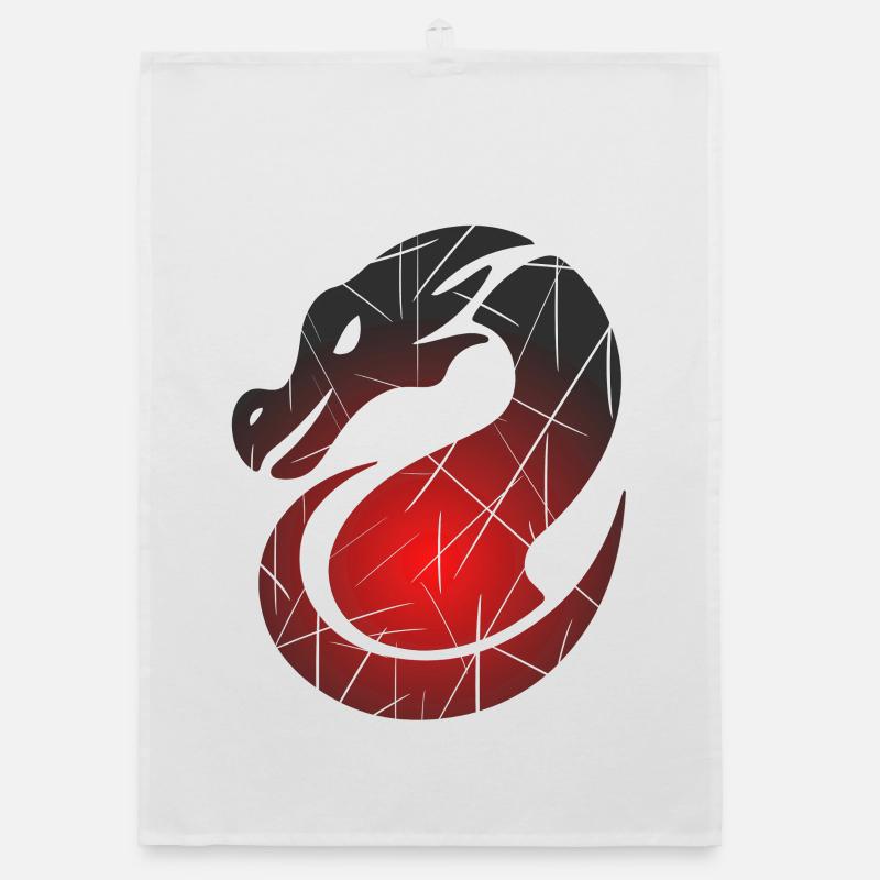 Red Dragon with Split Texture Organic dish towel