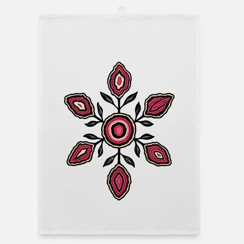 Rose Petal Mandala Pattern Organic dish towel