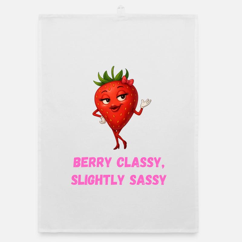 Erdbeere in Heels Classy  Elegant karikatur  Organic Geschirrtuch