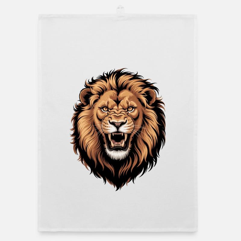 Flaming Vector Lion Organic dish towel