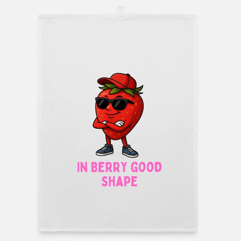 Fraise en bonne forme avec lunettes de soleil Torchon bio