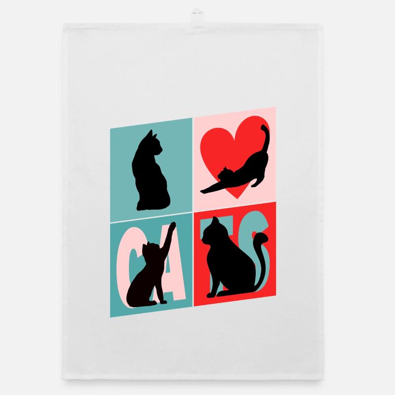 Chat Chat Chaton Silhouette de Chaton Vintage Rétro Torchon bio