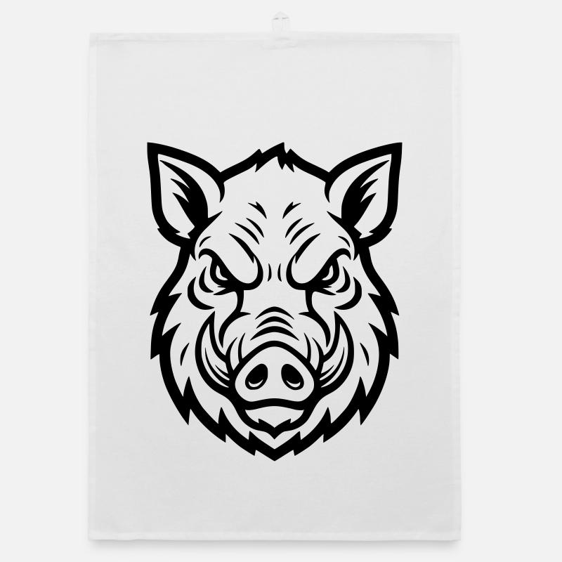 Wild Boar Head Boar Aggressive Vector Organic dish towel