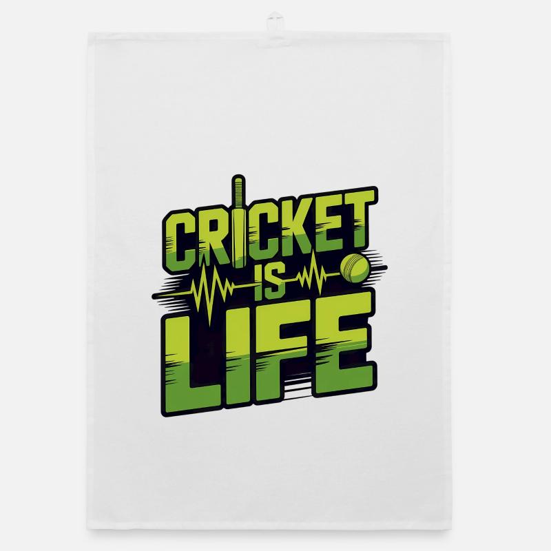Drôle de cricket : Jeu de cricket vintage - Torchon bio - blanc