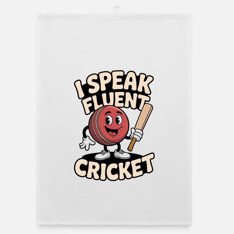 Drôle de cricket : Jeu de cricket vintage - Torchon bio - blanc