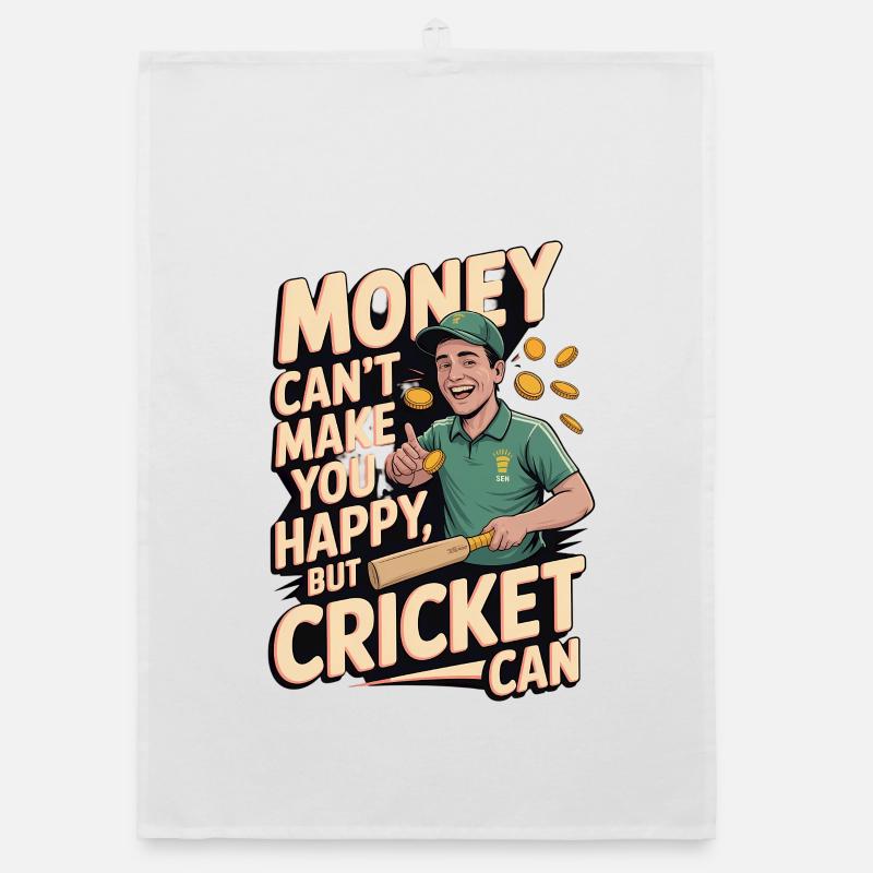 Drôle de cricket : Jeu de cricket vintage - Torchon bio - blanc