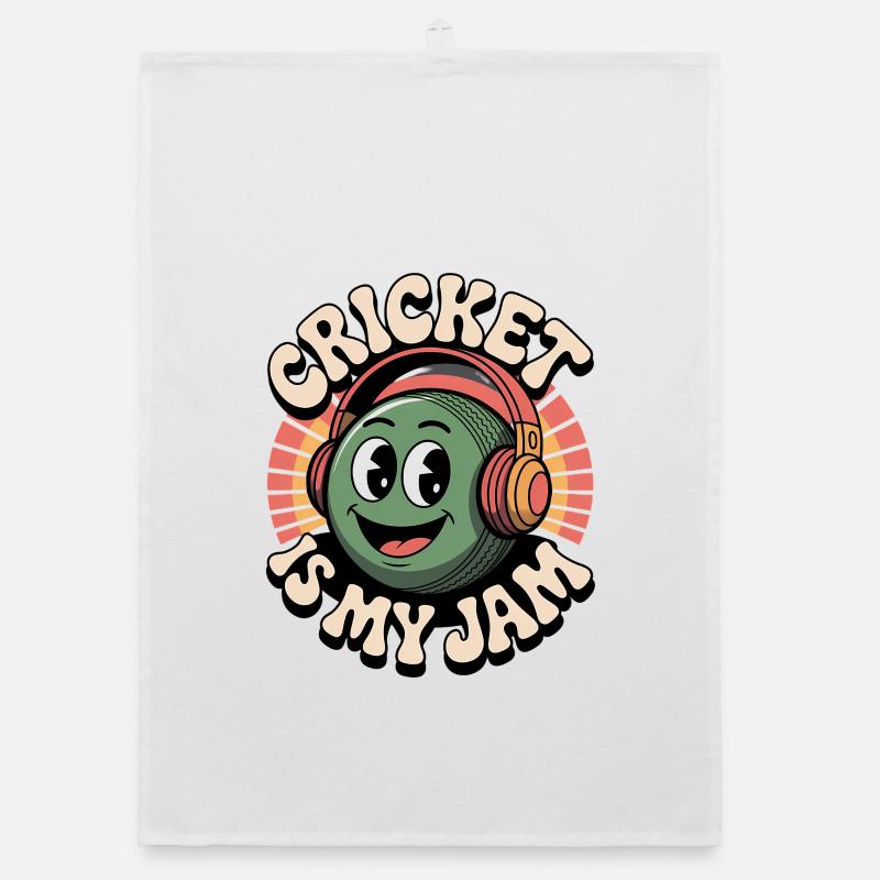 Drôle de cricket : Jeu de cricket vintage - Torchon bio - blanc