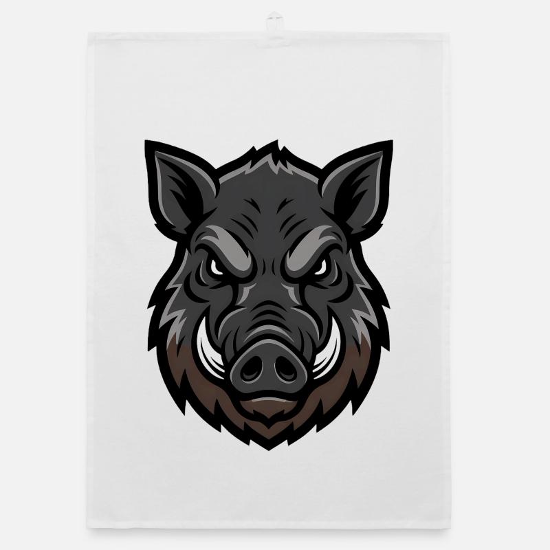 Wild boar head mascot, aggressive Organic dish towel