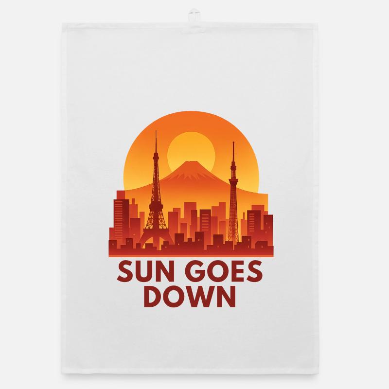 Skyline du coucher de soleil Torchon bio