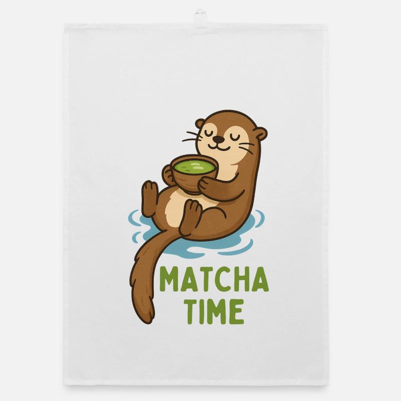 Matcha Otter Time Organic dish towel