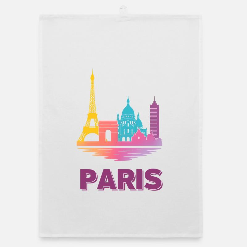 Paris Gradient Skyline Silhouette Organic dish towel