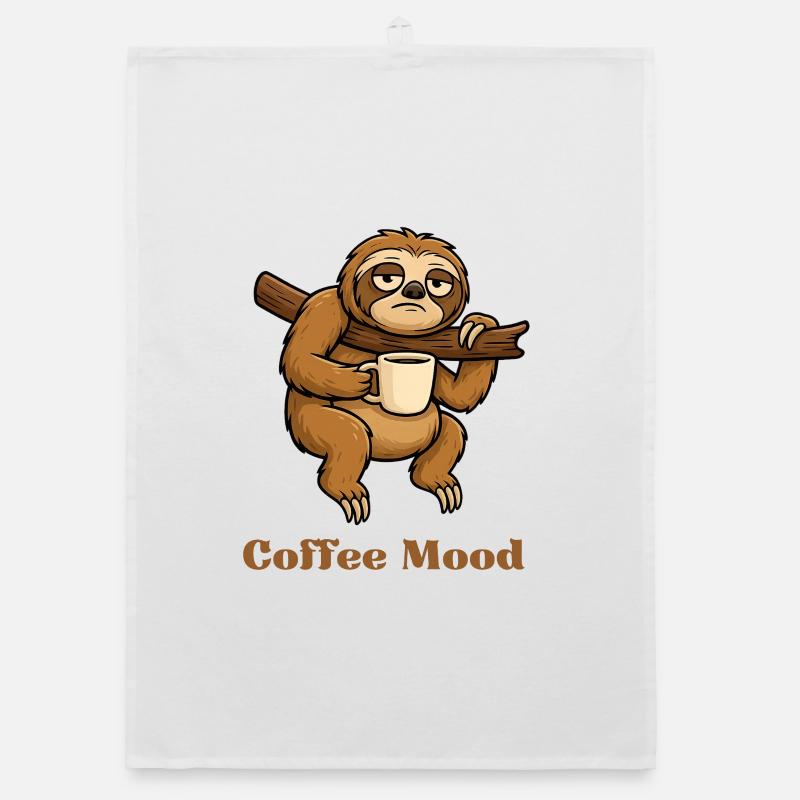 Faultier mit Kaffeetasse Organic Geschirrtuch