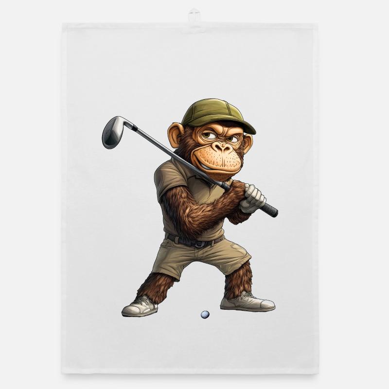 Affen Golf / Golfer Affe Organic Geschirrtuch