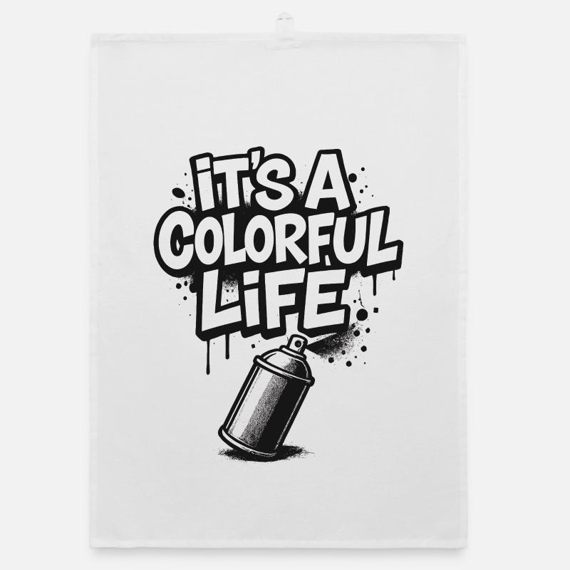 C’est un graffiti de vie coloré Torchon bio