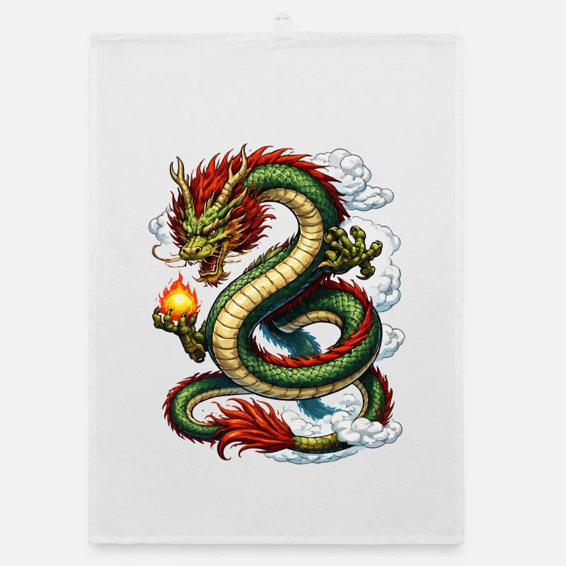 Drache Comic Organic Geschirrtuch