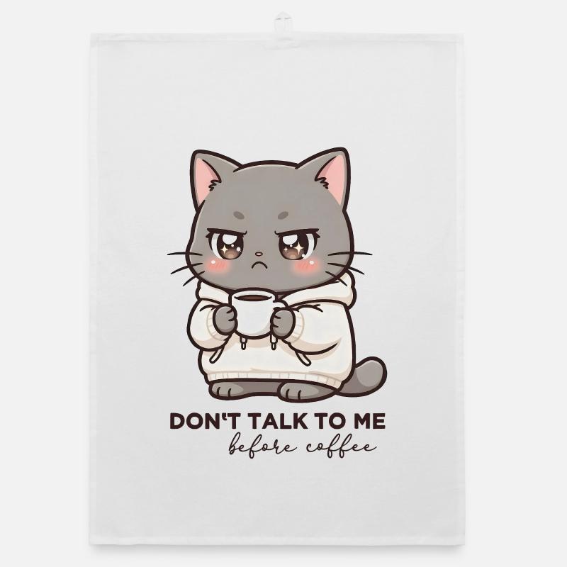 Don‘t talk to me before Coffee cat Organic Geschirrtuch