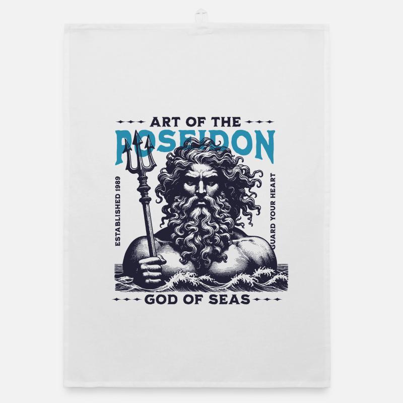 Poseidon Meeresgott  - Organic Geschirrtuch - Weiß