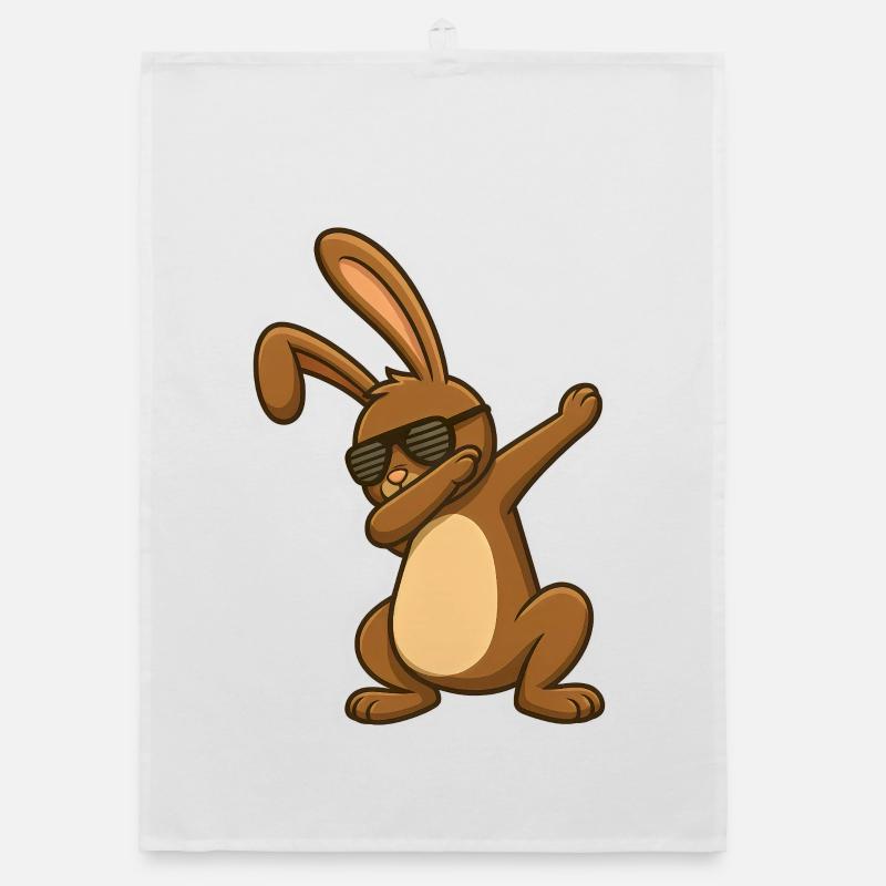 Lapin de Pâques Danse de Pâques Dab Torchon bio