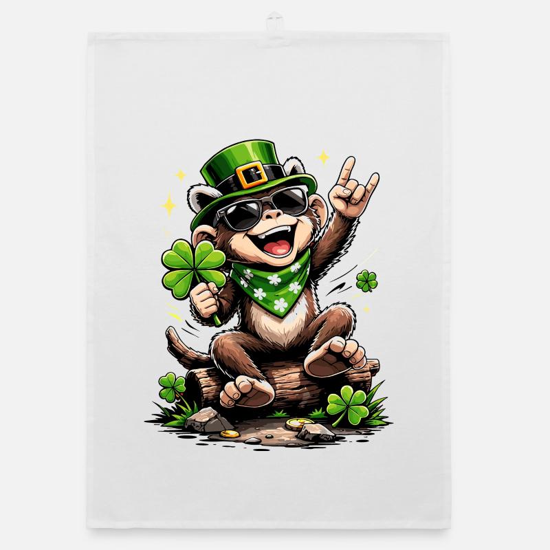 Cadeau drôle de trèfle de Monkey St. Patty Torchon bio
