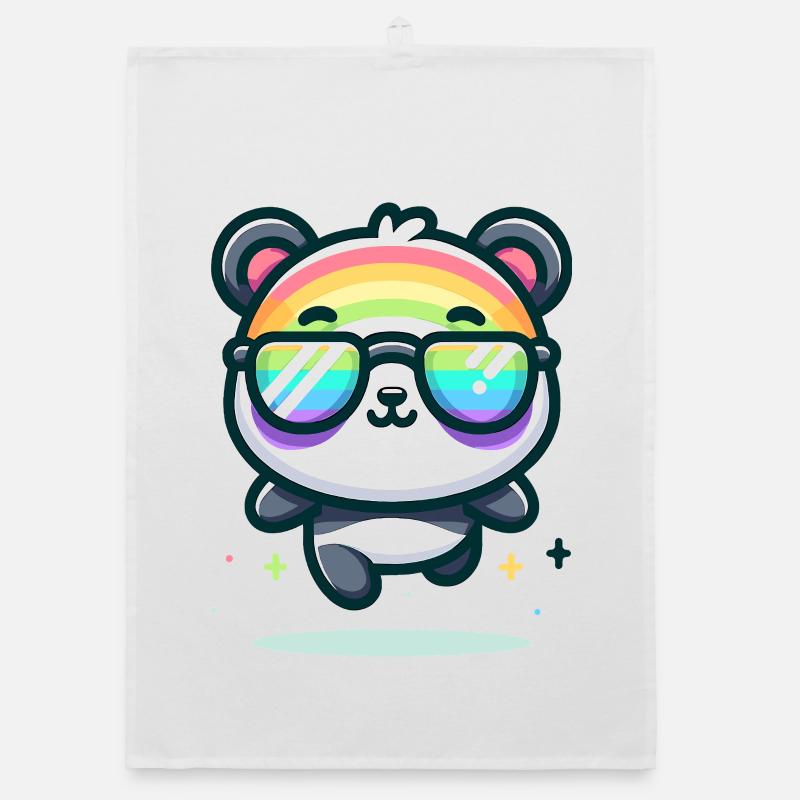 Regenbogen Panda Sonnenbrille Sommer Bär - Organic Geschirrtuch - Weiß
